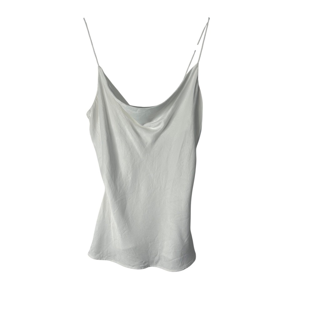 Zara Cowl Neck Camisole Size S Satin White Draped Sleeveless Layering Cami Top